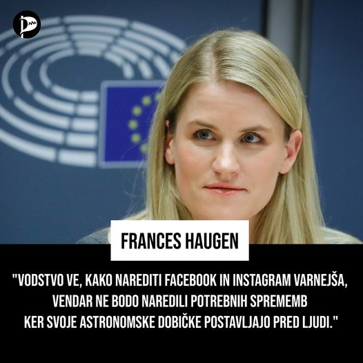Žvižgačka Frances Haugen v Evropskem parlamentu